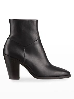 Rag & Bone Axel Leather Ankle Boots Square Toe Black Size 38